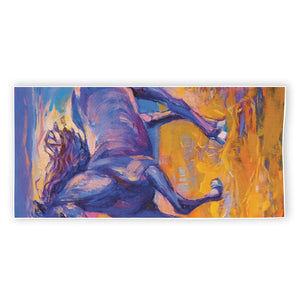 Sunset Horse Painting Print Beach Towel