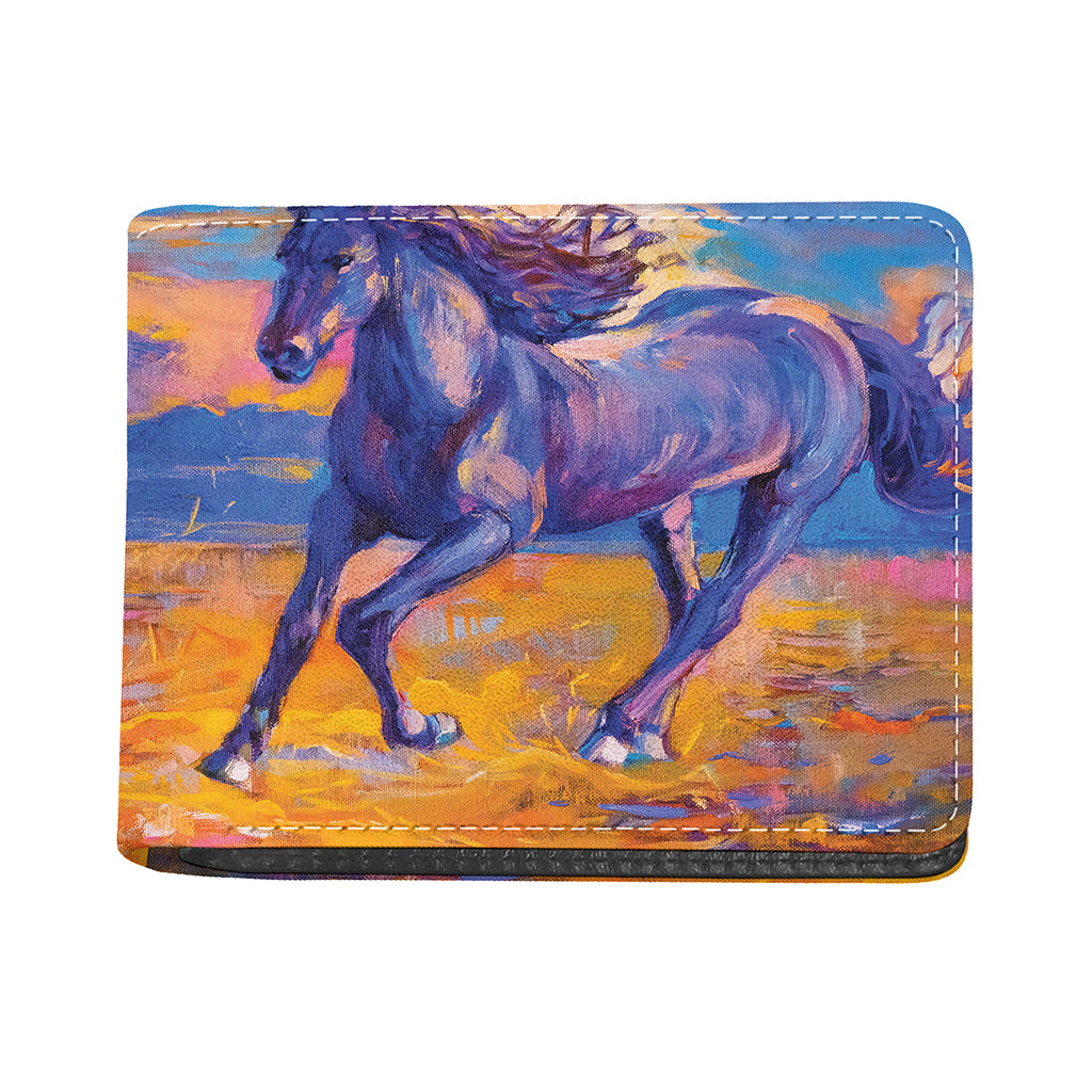 Sunset Horse Painting Print Bifold Wallet