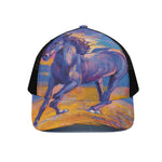 Sunset Horse Painting Print Black Mesh Trucker Cap