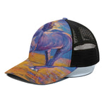 Sunset Horse Painting Print Black Mesh Trucker Cap