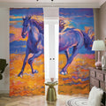 Sunset Horse Painting Print Dimout Pencil Pleat Curtains