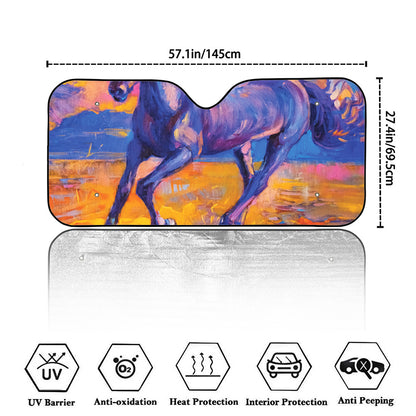 Sunset Horse Painting Print Car Windshield Sun Shade