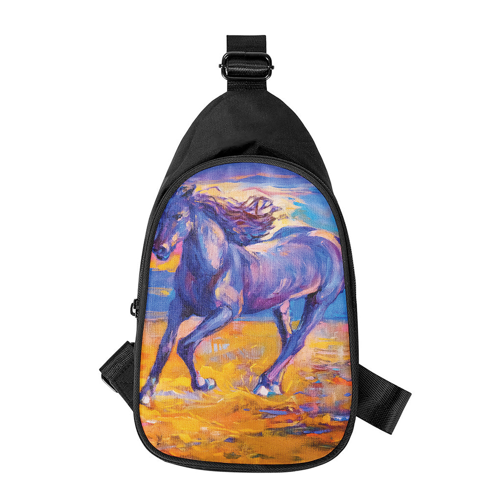 Sunset Horse Painting Print Chest Bag