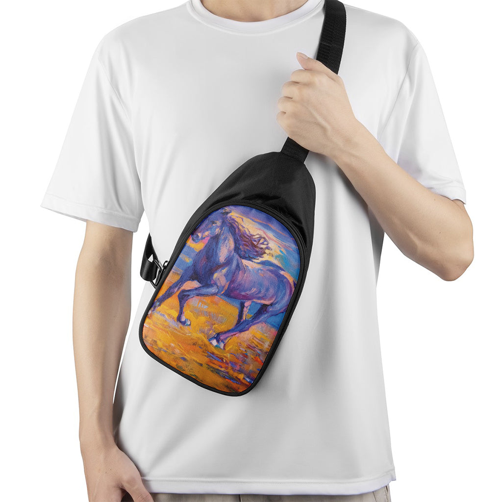 Sunset Horse Painting Print Chest Bag