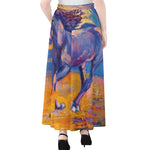 Sunset Horse Painting Print Chiffon Maxi Skirt