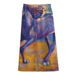 Sunset Horse Painting Print Cotton Front Slit Maxi Skirt