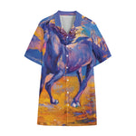 Sunset Horse Painting Print Cotton Hawaiian Shirt