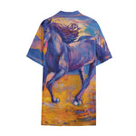 Sunset Horse Painting Print Cotton Hawaiian Shirt