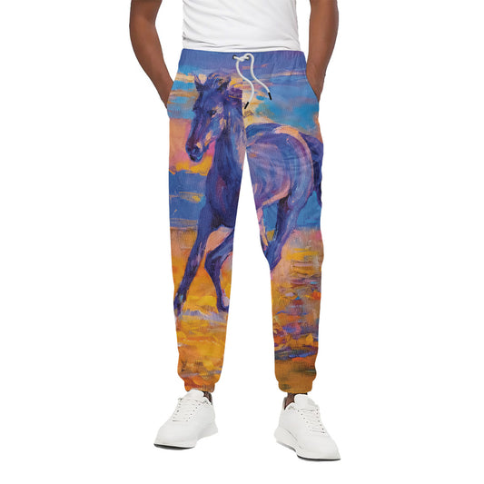 Sunset Horse Painting Print Cotton Pants