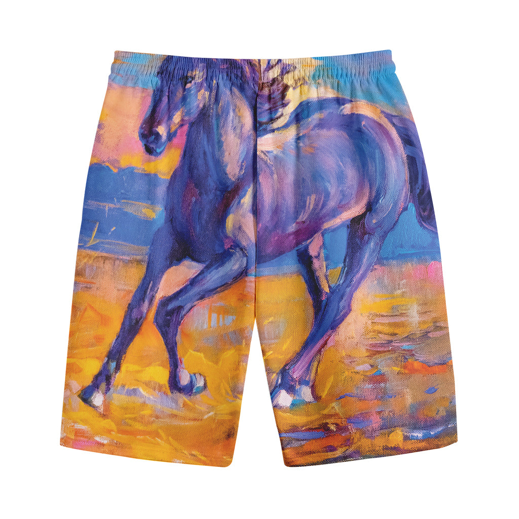 Sunset Horse Painting Print Cotton Shorts