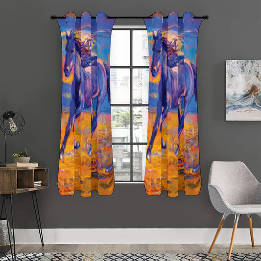 Sunset Horse Painting Print Curtain