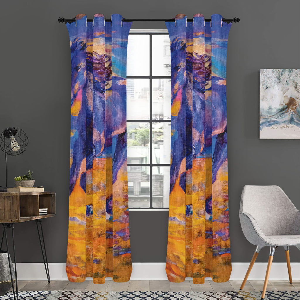 Sunset Horse Painting Print Curtain