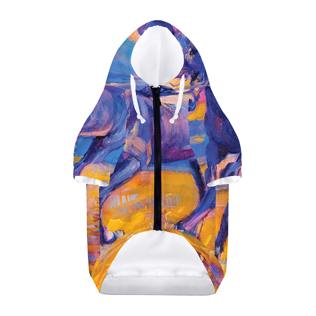 Sunset Horse Painting Print Dog Zip Up Hoodie