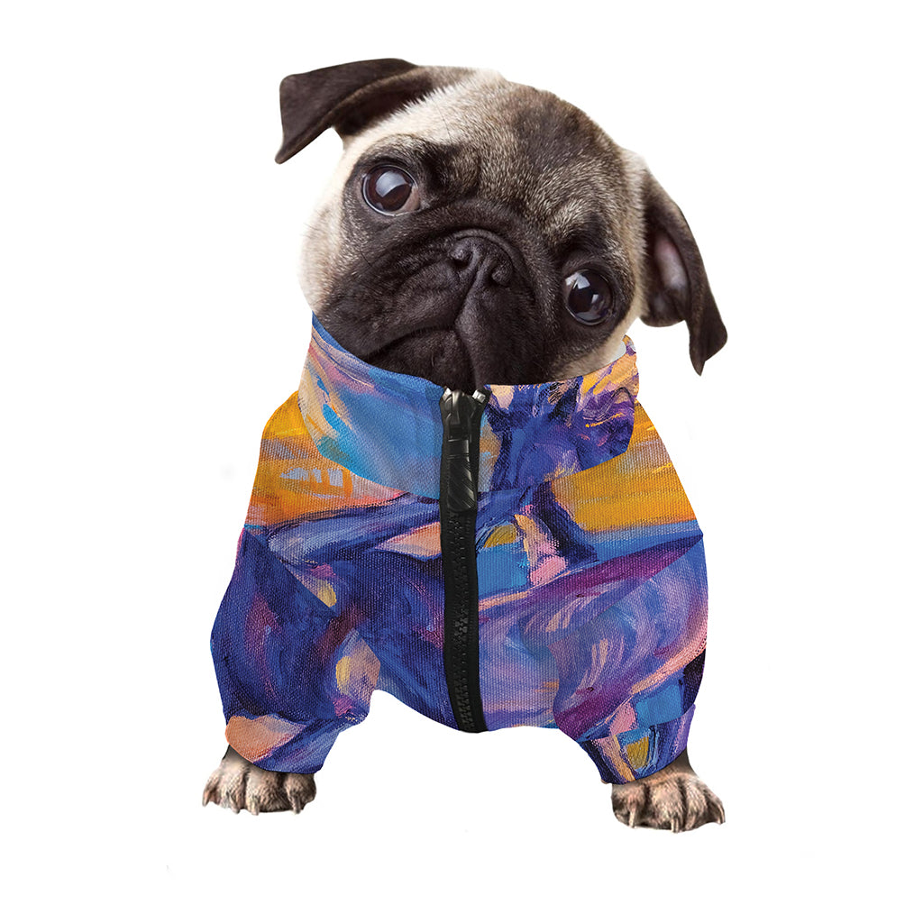Sunset Horse Painting Print Dog Zip Up Jacket