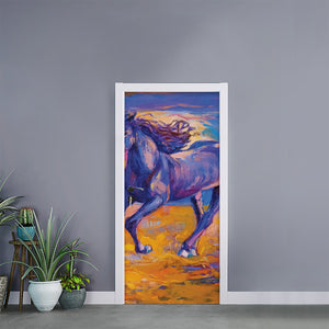 Sunset Horse Painting Print Door Sticker
