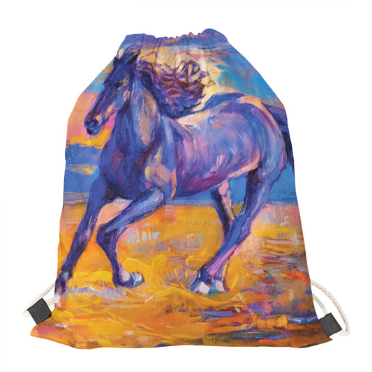 Sunset Horse Painting Print Drawstring Bag