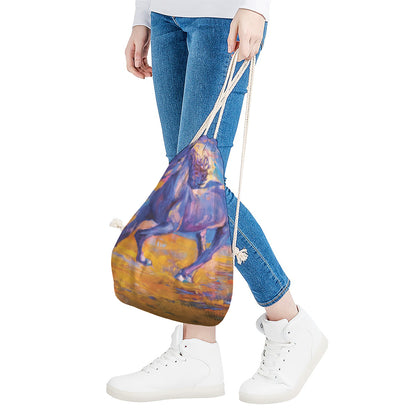 Sunset Horse Painting Print Drawstring Bag