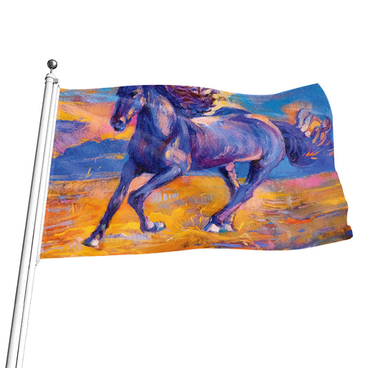Sunset Horse Painting Print Flag