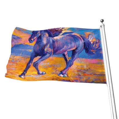 Sunset Horse Painting Print Flag