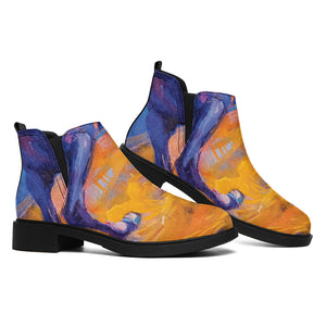 Sunset Horse Painting Print Flat Ankle Boots