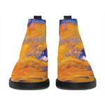 Sunset Horse Painting Print Flat Ankle Boots