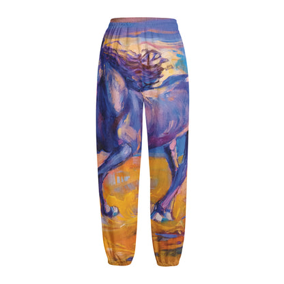 Sunset Horse Painting Print Fleece Lined Knit Pants