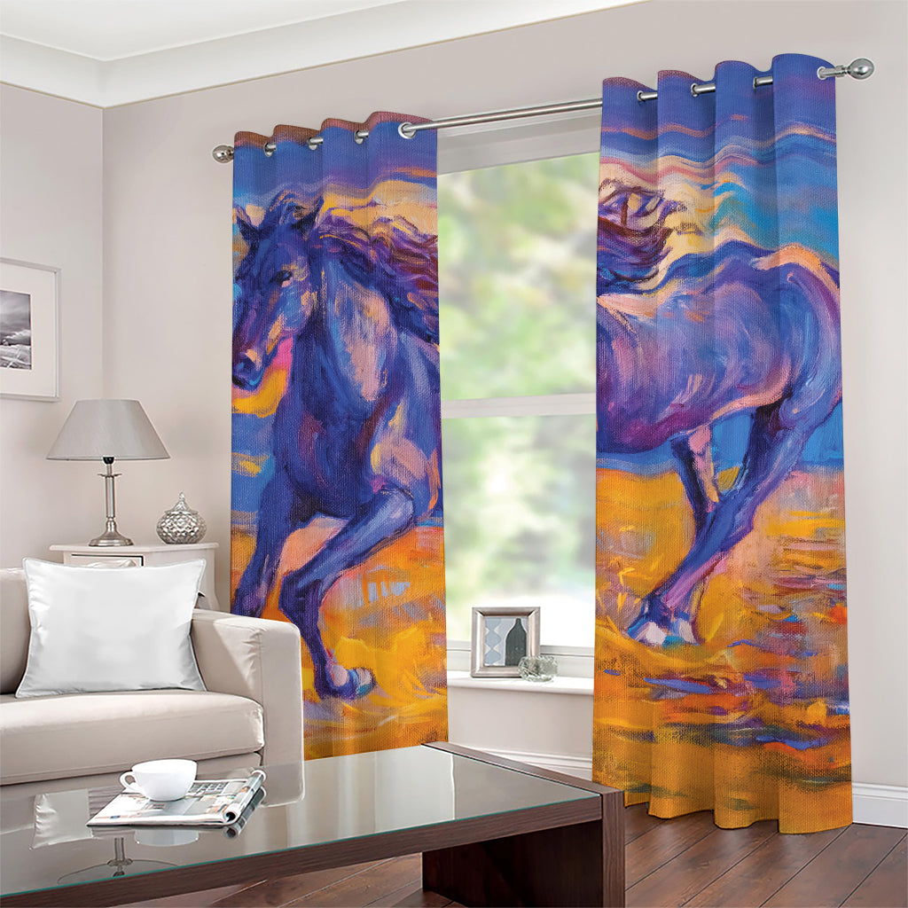 Sunset Horse Painting Print Grommet Curtains