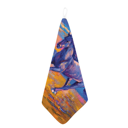 Sunset Horse Painting Print Hand Towel
