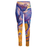 Sunset Horse Painting Print High-Waisted Pocket Leggings