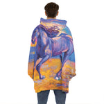 Sunset Horse Painting Print Hoodie Blanket