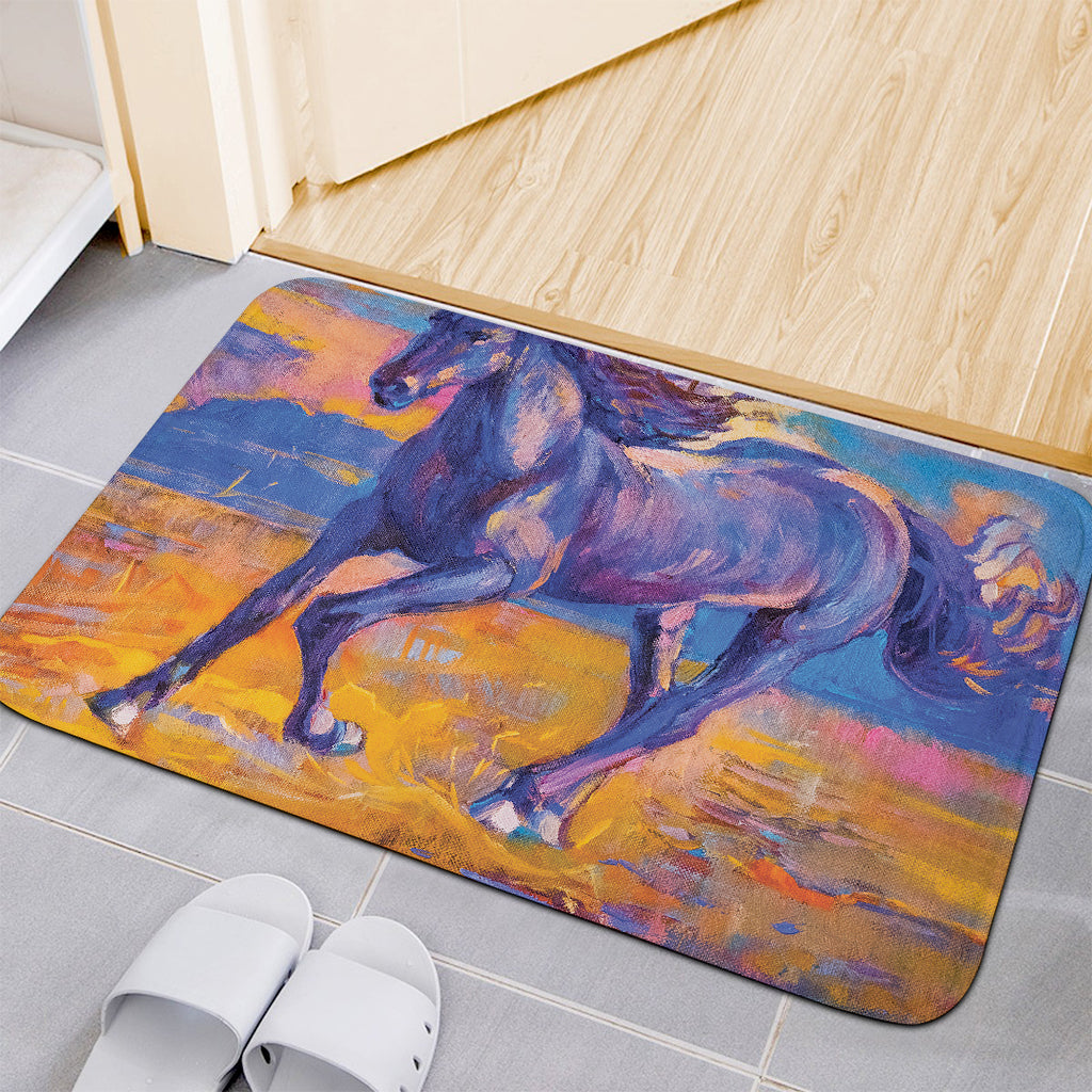 Sunset Horse Painting Print Indoor Door Mat