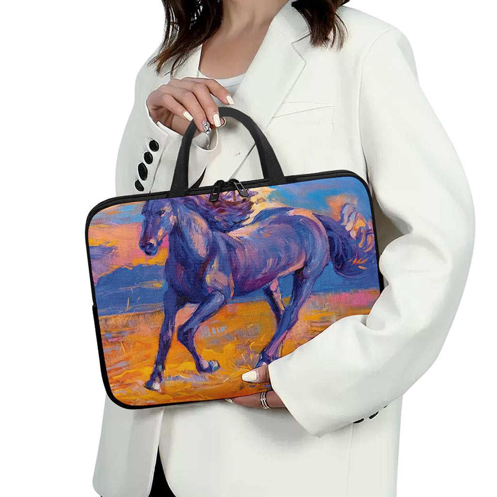 Sunset Horse Painting Print Laptop Sleeve With Handle