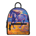 Sunset Horse Painting Print Leather Backpack