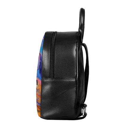 Sunset Horse Painting Print Leather Backpack