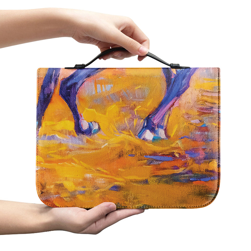 Sunset Horse Painting Print Leather Bible Cover