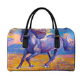Sunset Horse Painting Print Leather Duffel Bag