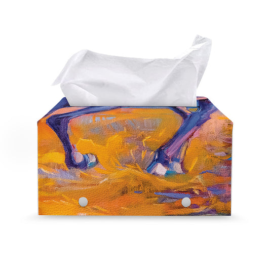 Sunset Horse Painting Print Leather Tissue Box Cover