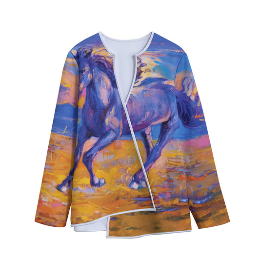 Sunset Horse Painting Print Long Sleeve Short Coat
