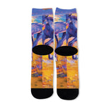 Sunset Horse Painting Print Long Socks