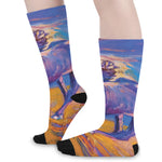 Sunset Horse Painting Print Long Socks
