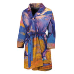 Sunset Horse Painting Print Men's Bathrobe