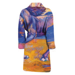 Sunset Horse Painting Print Men's Bathrobe