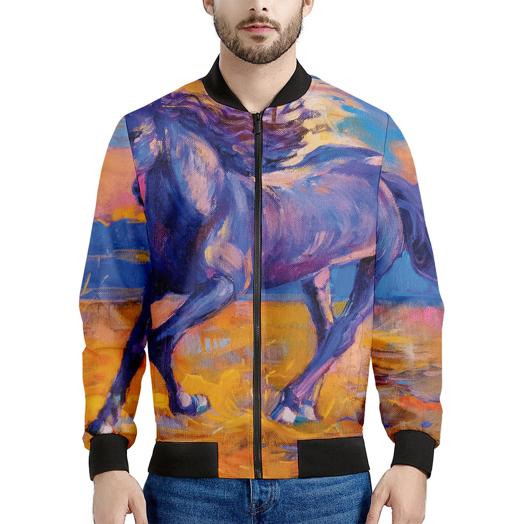 Sunset Horse Painting Print Men's Bomber Jacket