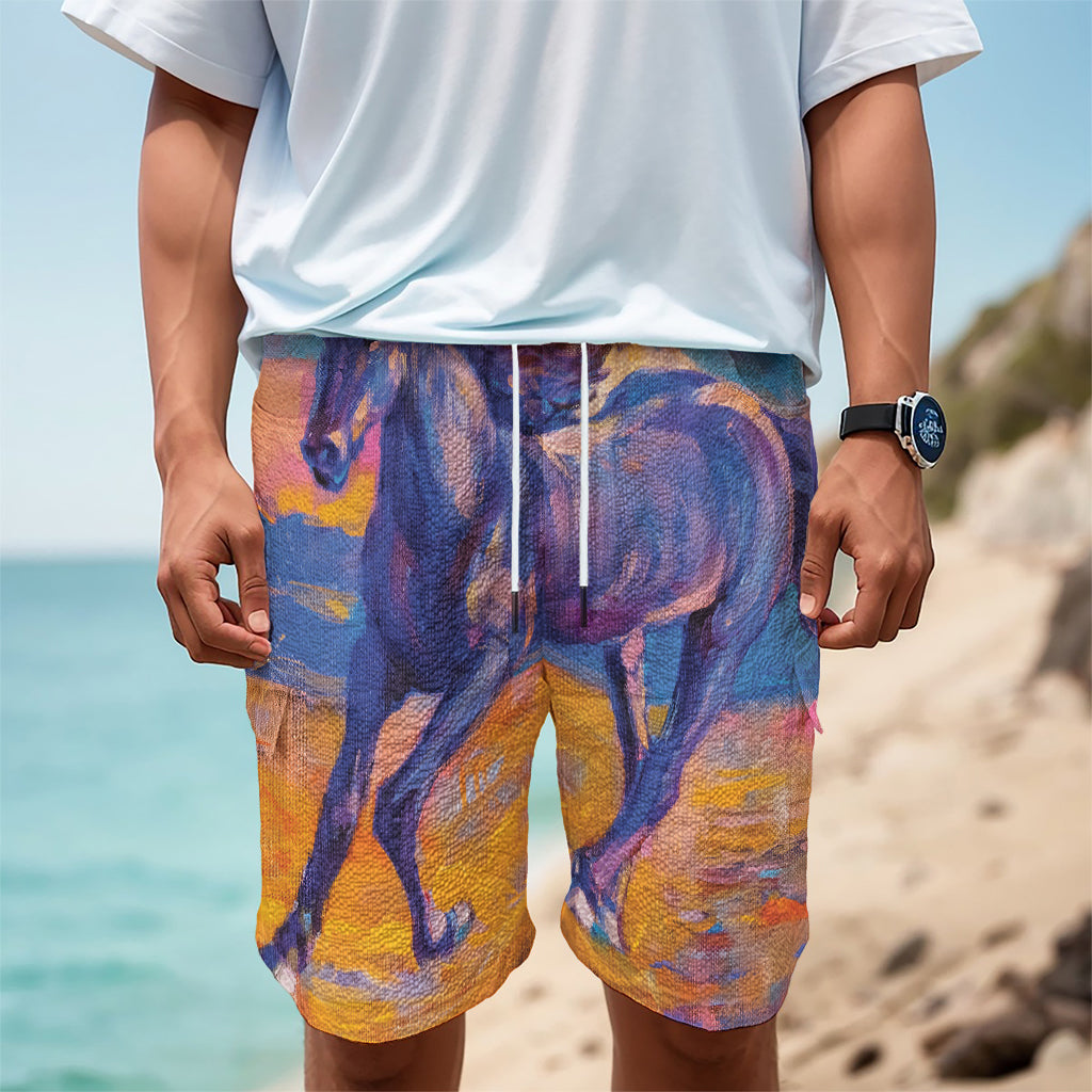 Sunset Horse Painting Print Men's Cargo Shorts