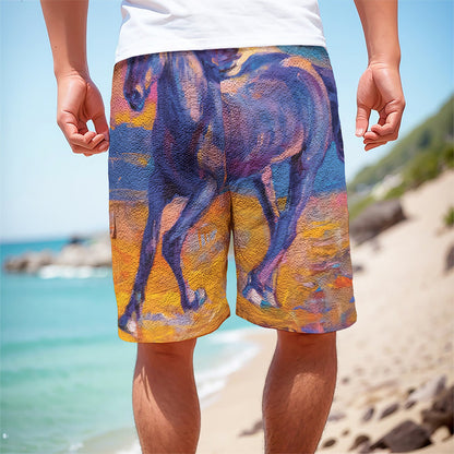 Sunset Horse Painting Print Men's Cargo Shorts