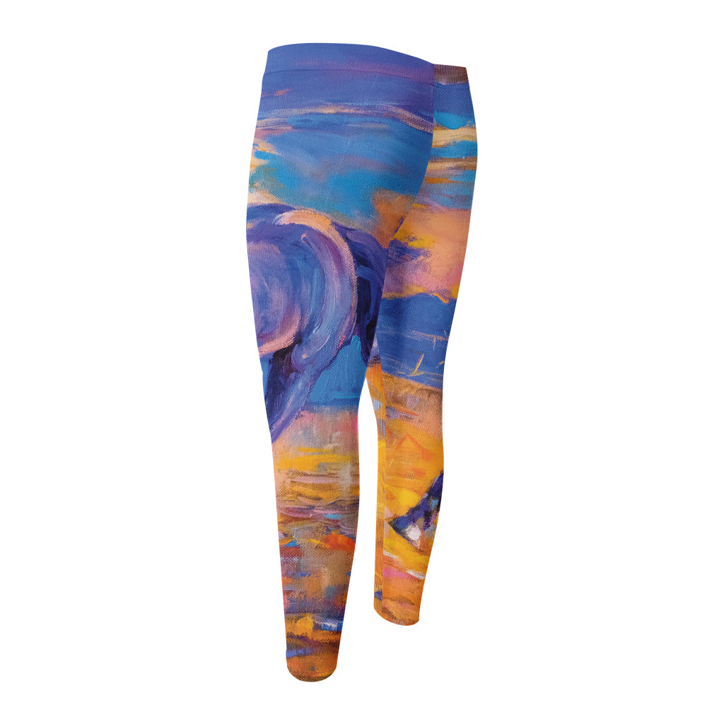 Sunset Horse Painting Print Men's Compression Pants