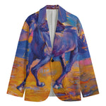 Sunset Horse Painting Print Men's Cotton Blazer