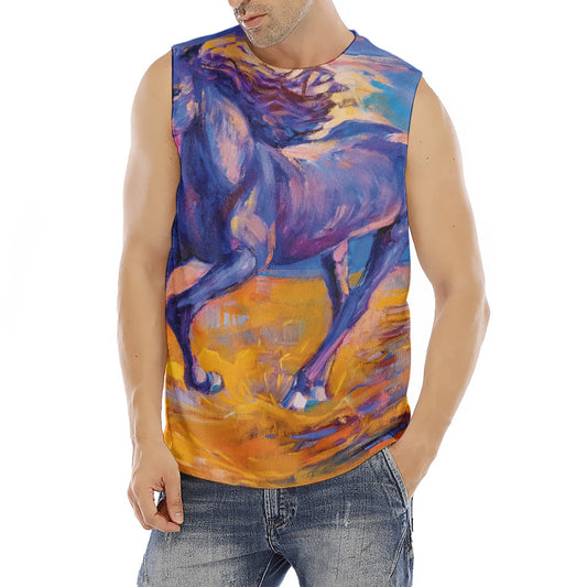 Sunset Horse Painting Print Men's Fitness Tank Top
