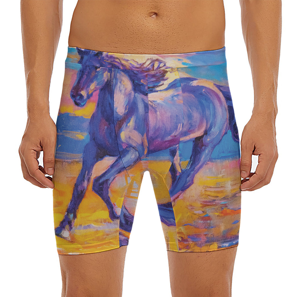 Sunset Horse Painting Print Men's Long Boxer Briefs