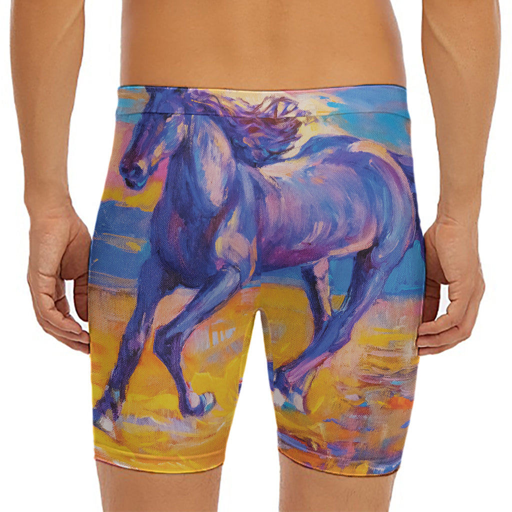 Sunset Horse Painting Print Men's Long Boxer Briefs